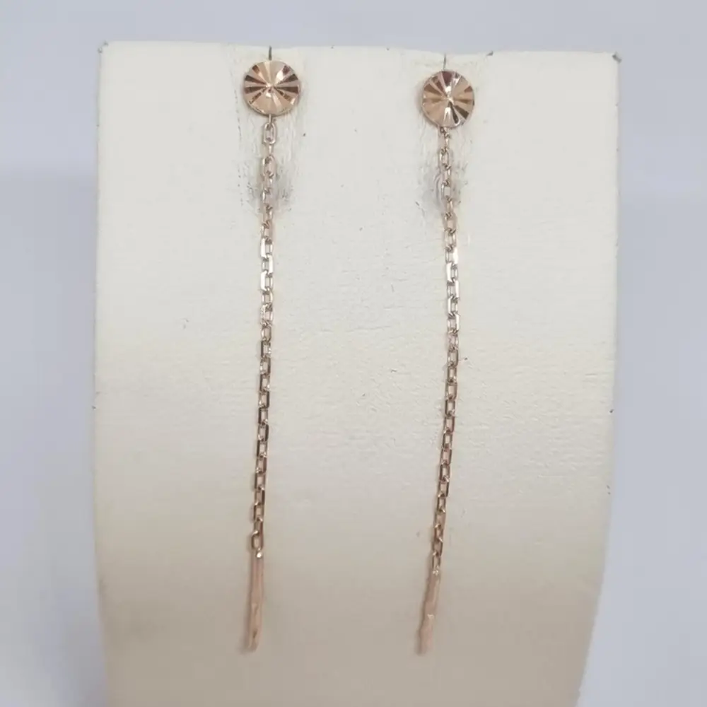 Серьги-продевки из красного золота 585 пробы