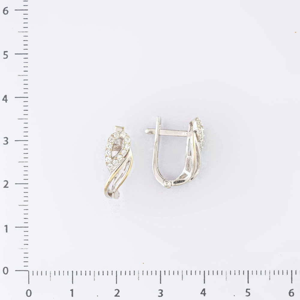 Серьги с фианитом из белого золота 585 пробы