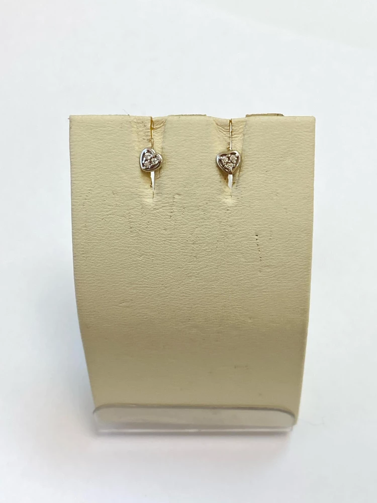 Серьги с фианитом из белого золота 585 пробы
