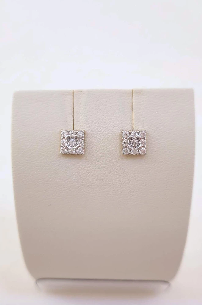 Серьги с фианитом из красного золота 585 пробы