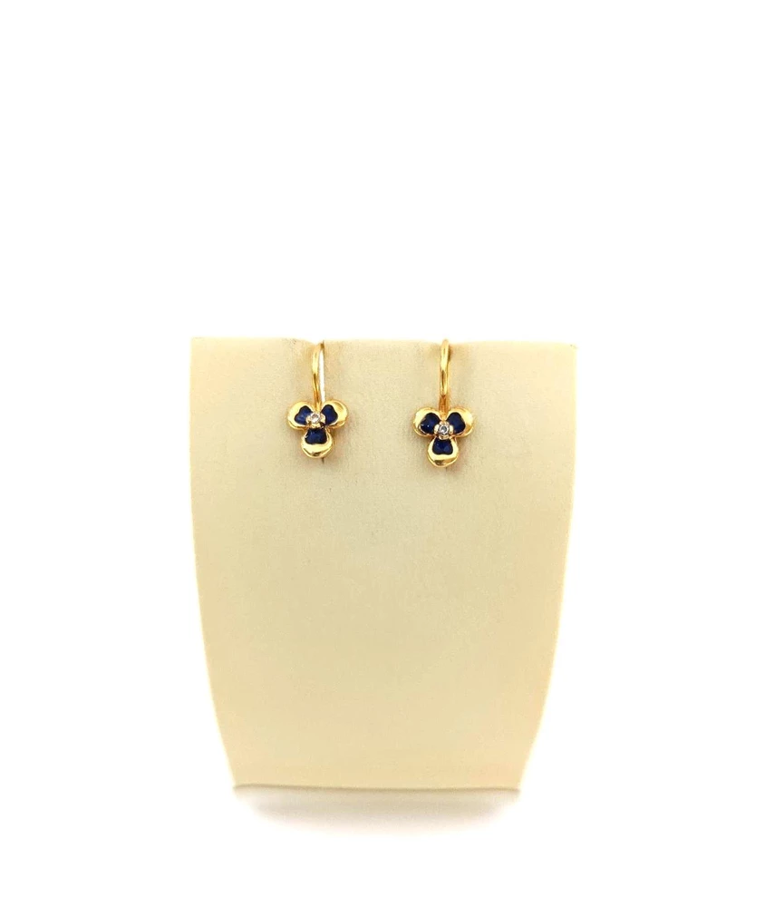 Серьги с эмалью из красного золота 585 пробы