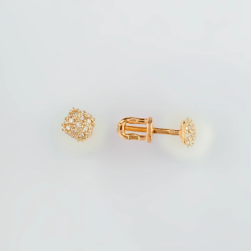 Серьги с бриллиантом из красного золота 585 пробы