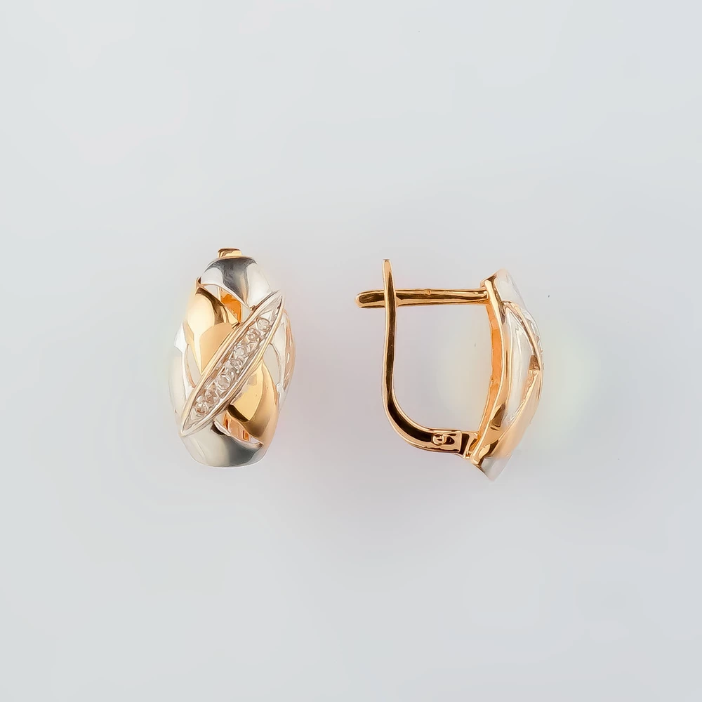 Серьги с бриллиантом из красного золота 585 пробы