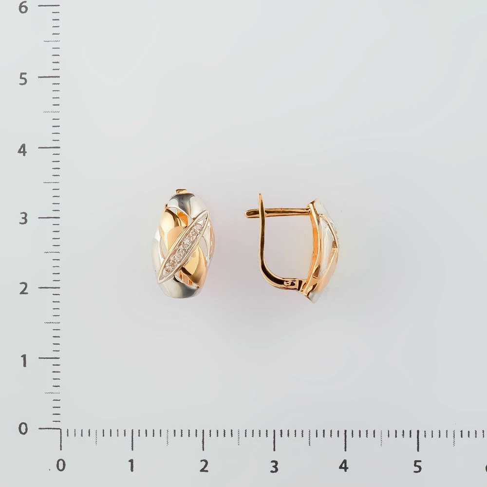 Серьги с бриллиантом из красного золота 585 пробы