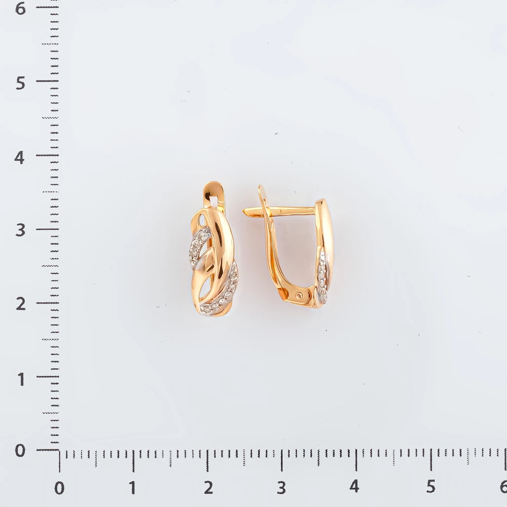 Серьги с бриллиантом из красного золота 585 пробы