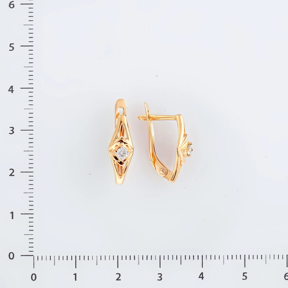 Серьги с бриллиантом из красного золота 585 пробы