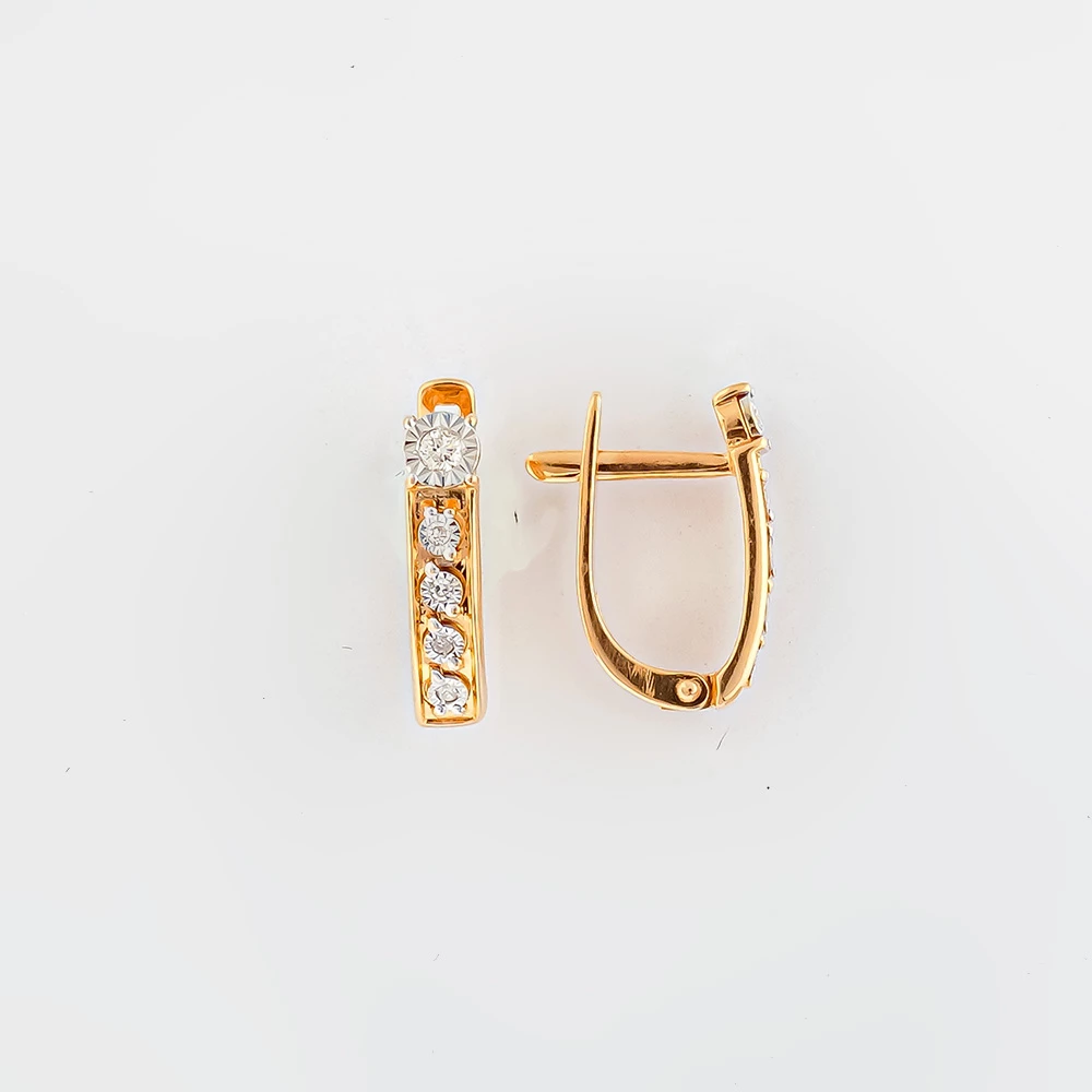 Серьги с бриллиантом из красного золота 585 пробы