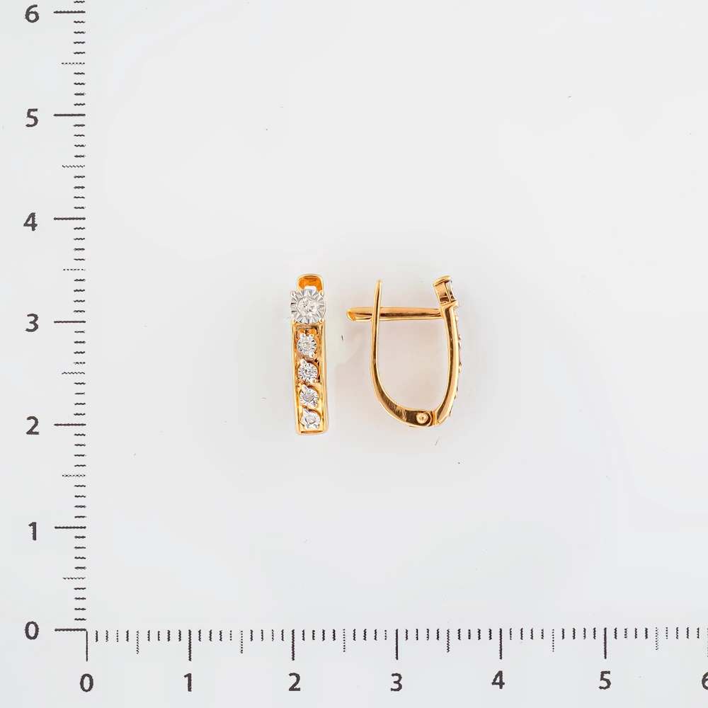 Серьги с бриллиантом из красного золота 585 пробы