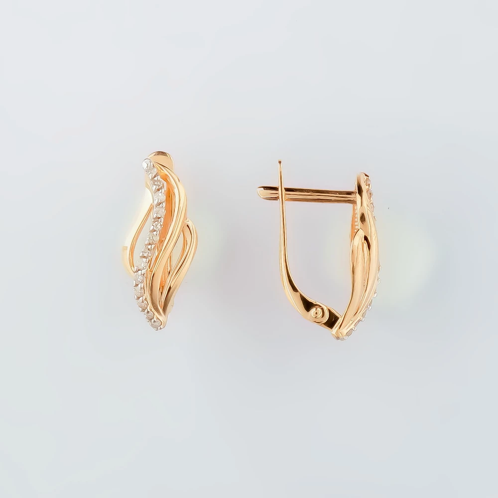 Серьги с бриллиантом из красного золота 585 пробы