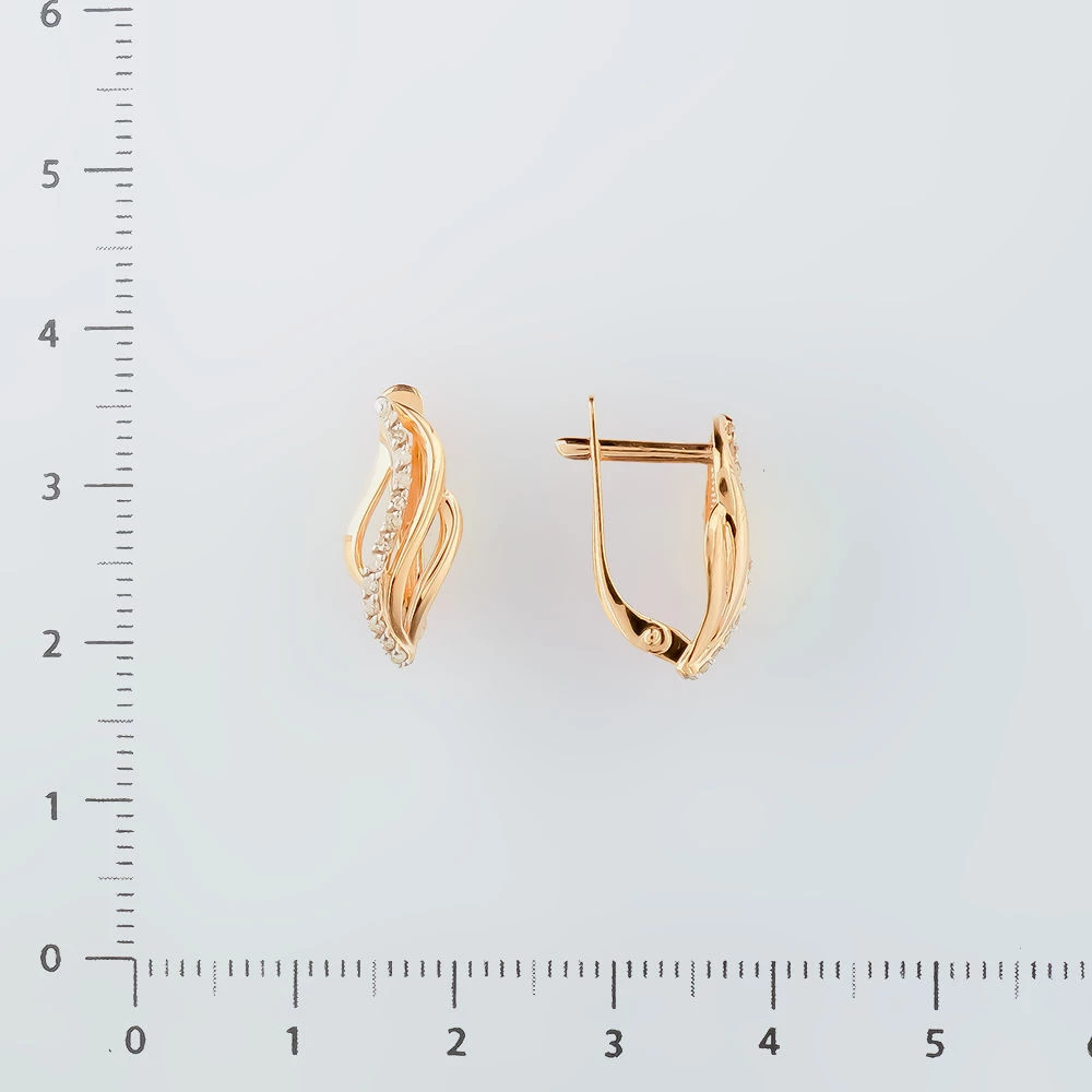 Серьги с бриллиантом из красного золота 585 пробы