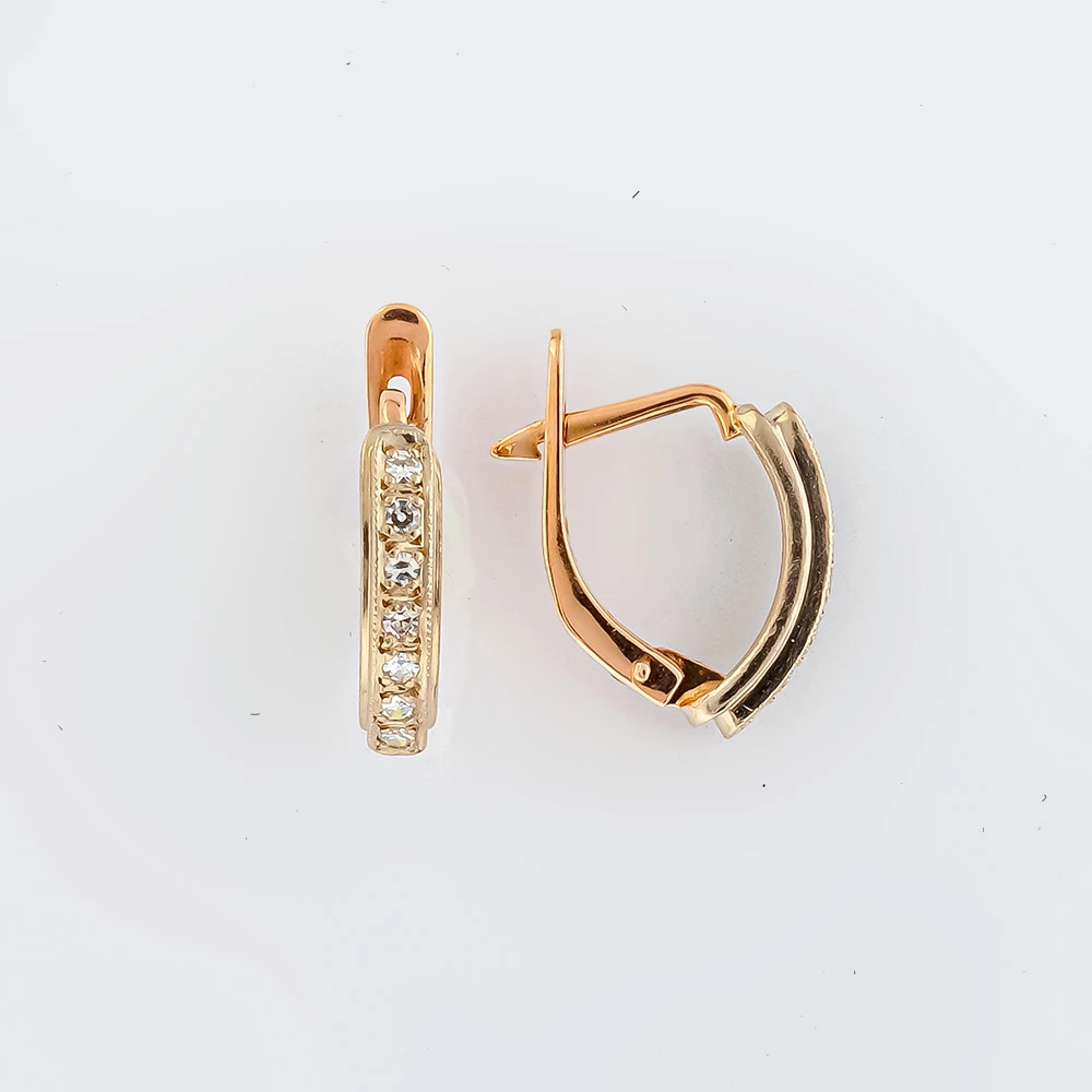 Серьги с бриллиантом из красного золота 585 пробы