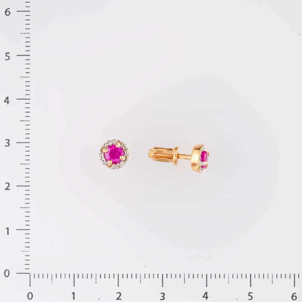 Серьги с рубином из красного золота 585 пробы