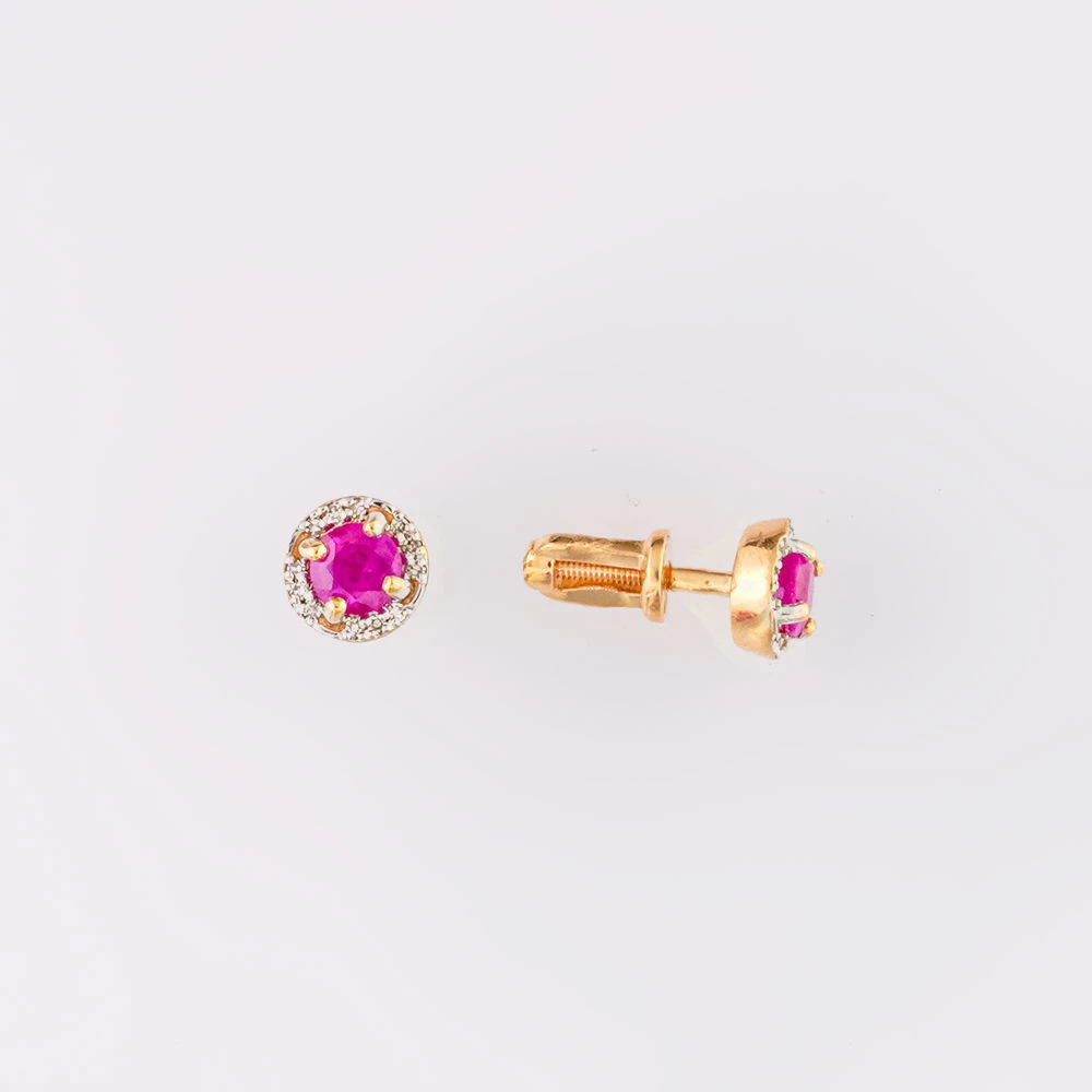 Серьги с рубином из красного золота 585 пробы
