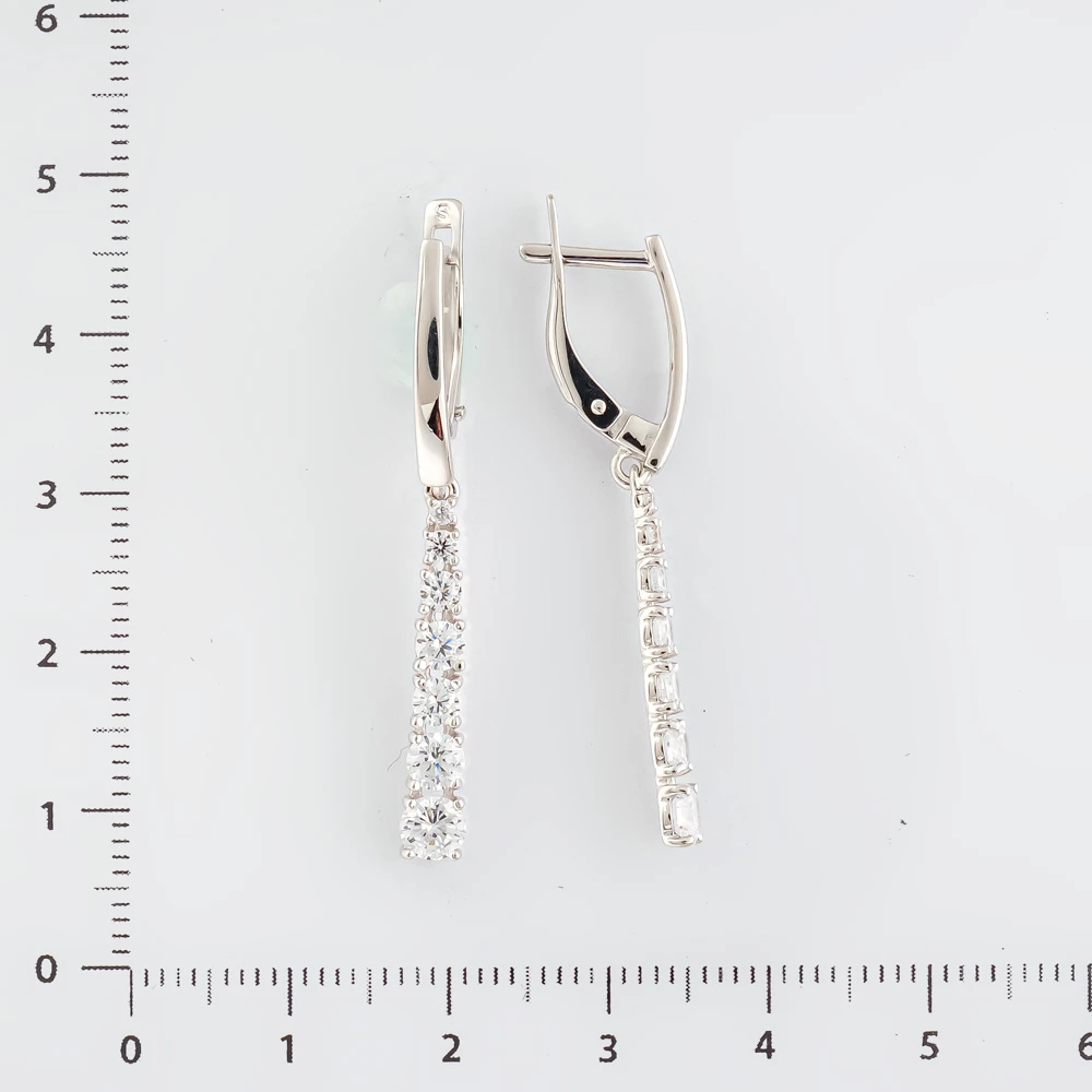 Серьги с фианитом из белого золота 585 пробы