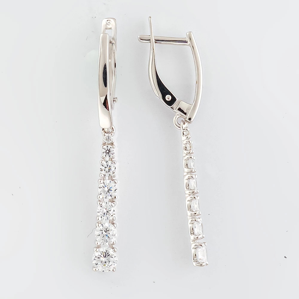 Серьги с фианитом из белого золота 585 пробы