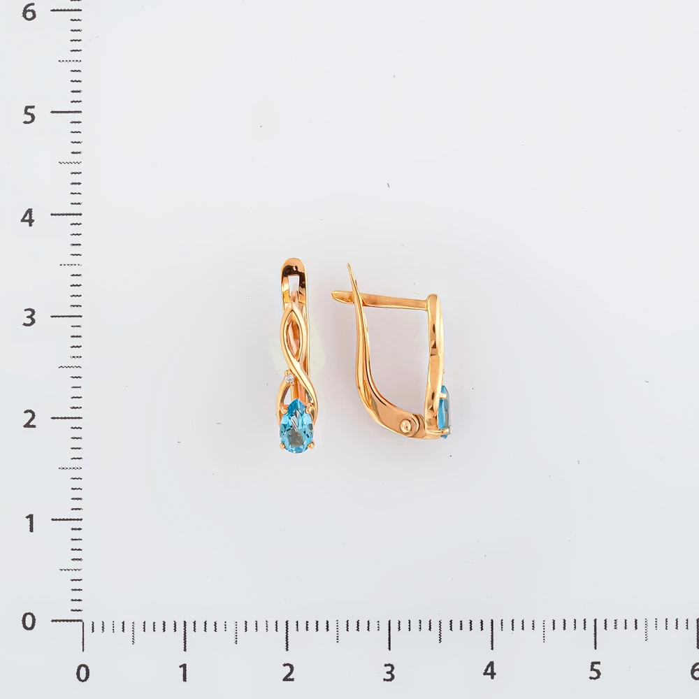 Серьги с топазом из красного золота 375 пробы