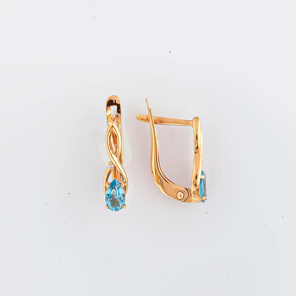 Серьги с топазом из красного золота 375 пробы