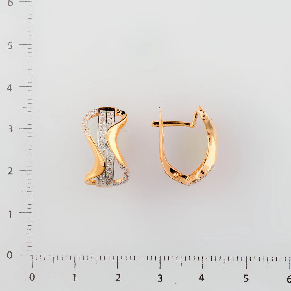 Серьги с фианитом из красного золота 585 пробы