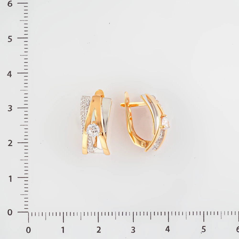 Серьги с фианитом из красного золота 585 пробы