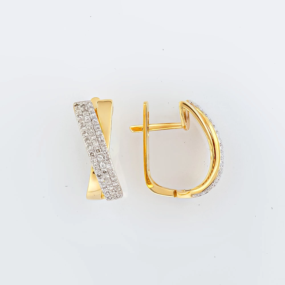 Серьги с бриллиантом из желтого золота 585 пробы