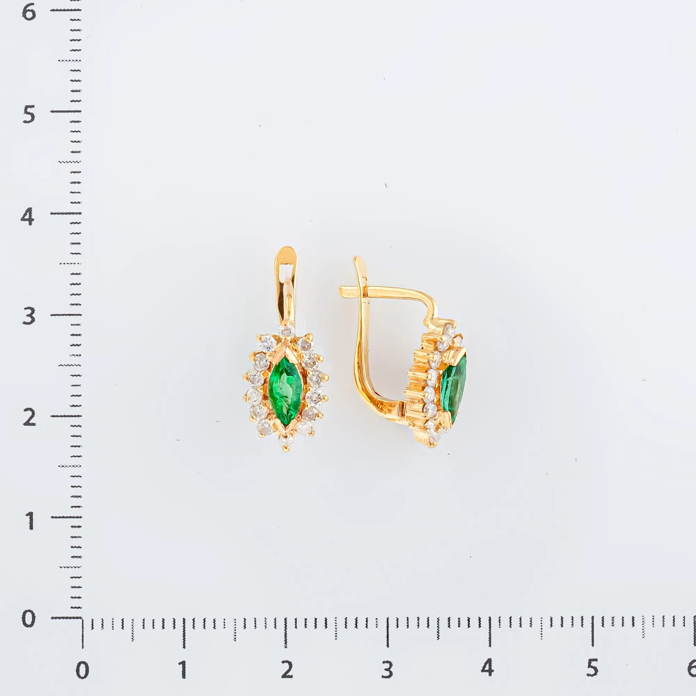 Серьги с изумрудом из красного золота 500 пробы