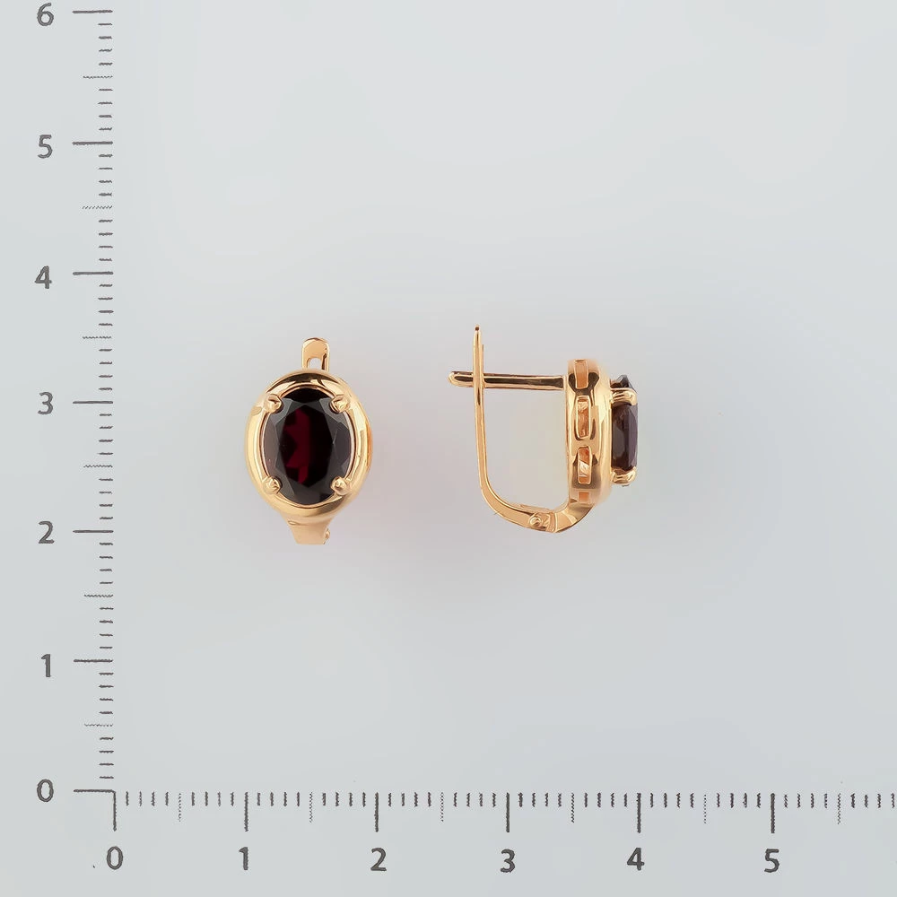 Серьги с гранатом из красного золота 585 пробы
