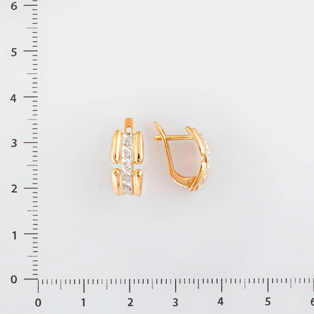 Серьги с бриллиантом из красного золота 585 пробы