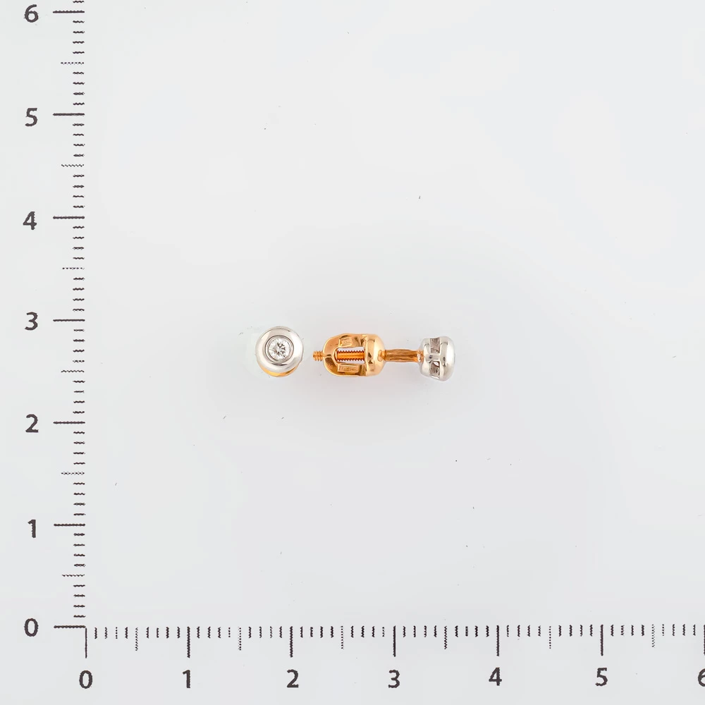 Серьги с бриллиантом из красного золота 585 пробы