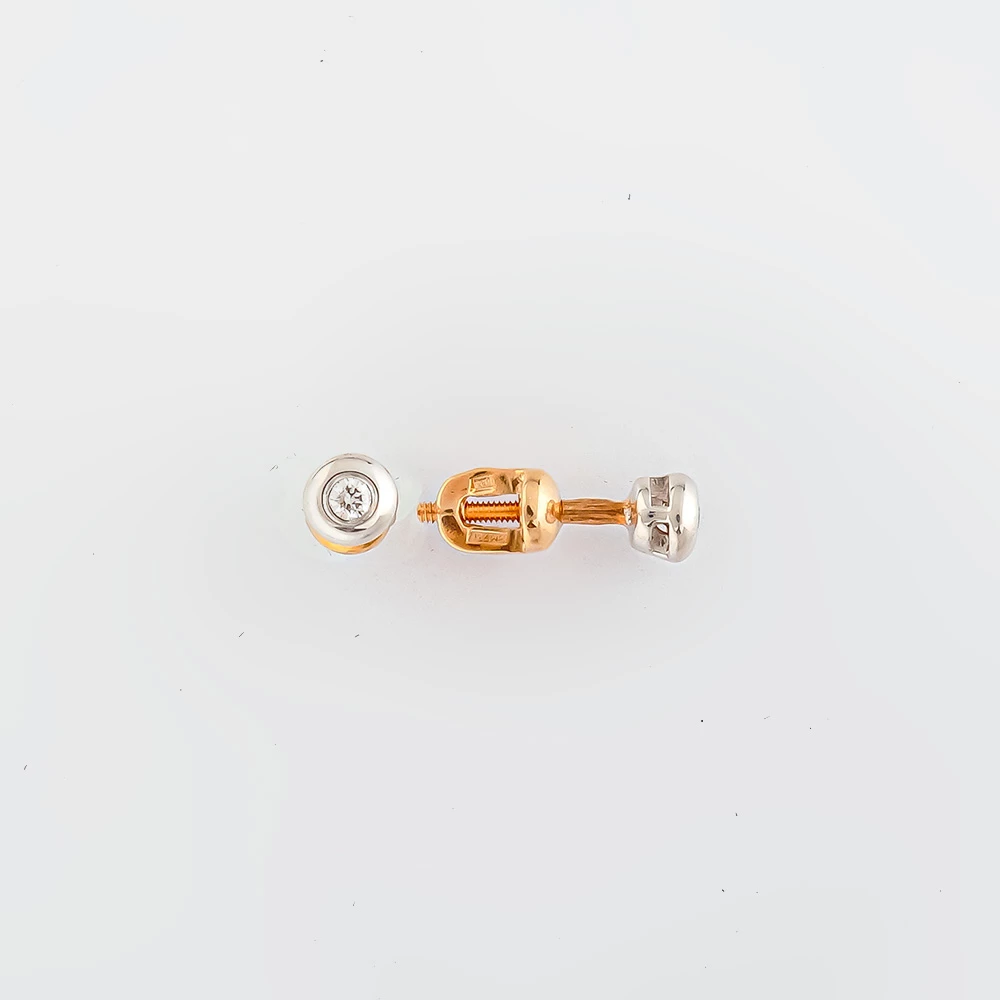 Серьги с бриллиантом из красного золота 585 пробы