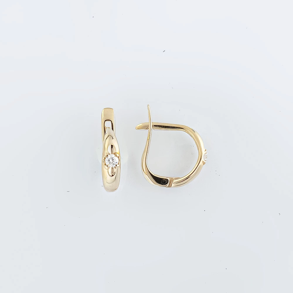 Серьги с бриллиантом из белого золота 585 пробы