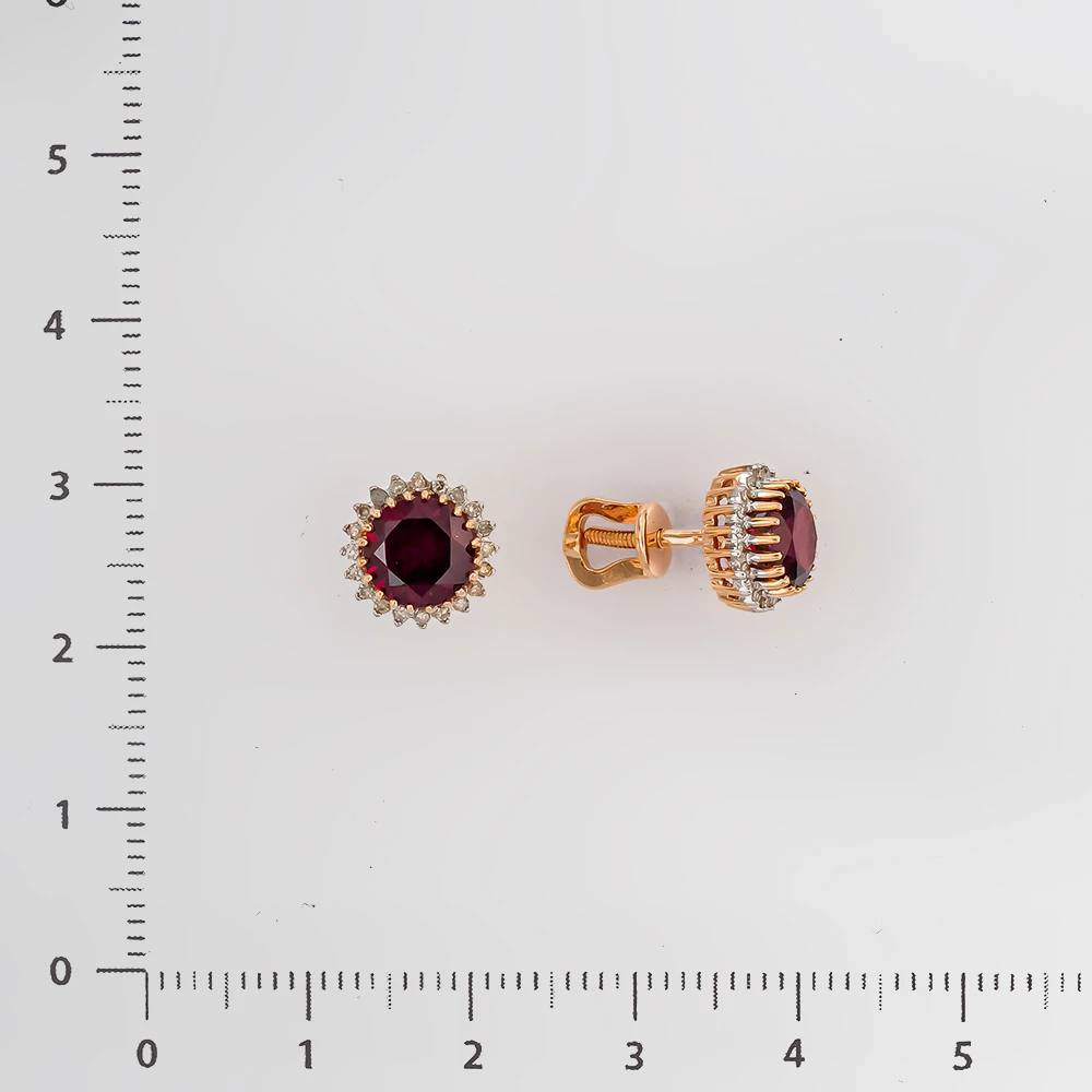 Серьги с гранатом из красного золота 585 пробы