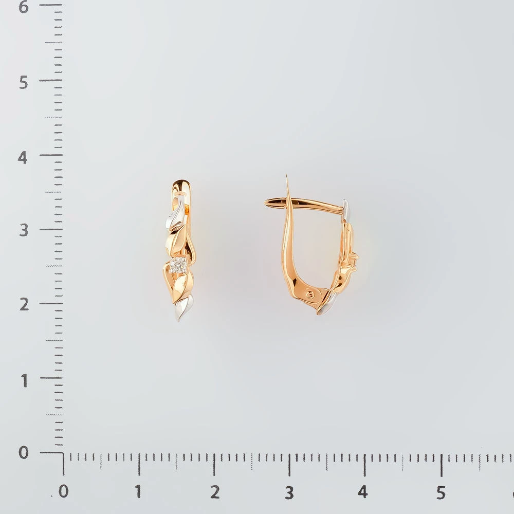 Серьги с бриллиантом из красного золота 585 пробы