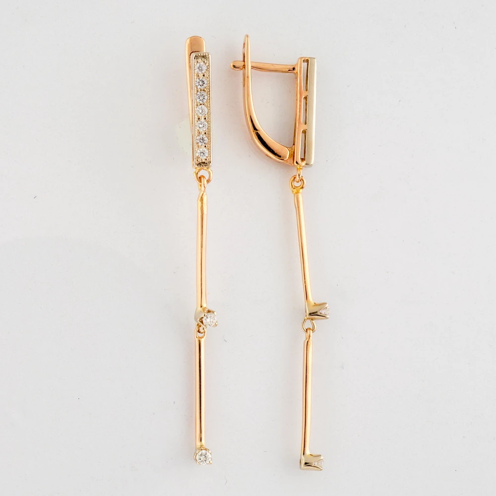 Серьги с бриллиантом из красного золота 585 пробы