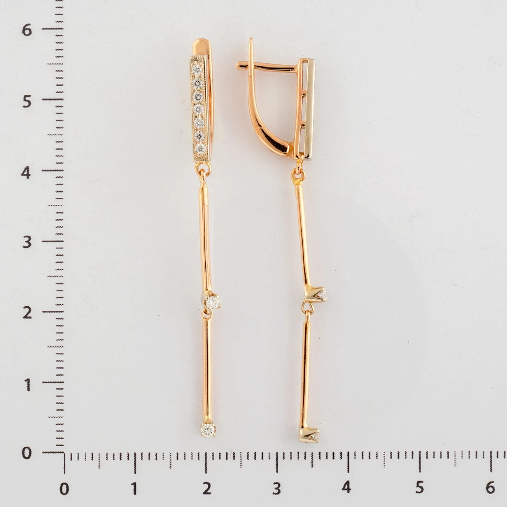 Серьги с бриллиантом из красного золота 585 пробы