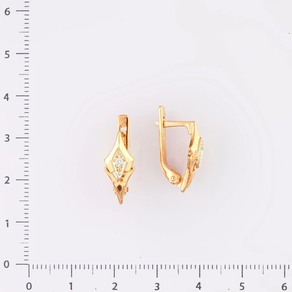 Серьги с бриллиантом из красного золота 585 пробы