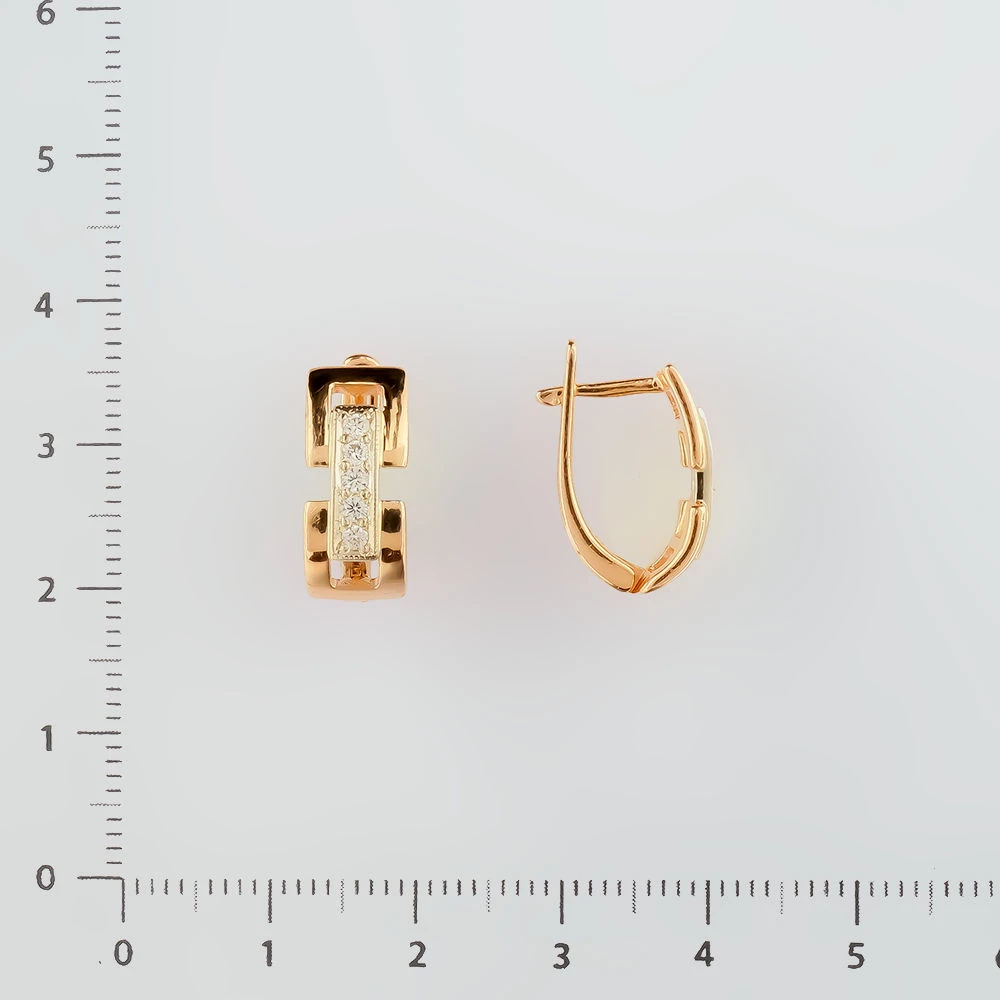 Серьги с бриллиантом из красного золота 585 пробы