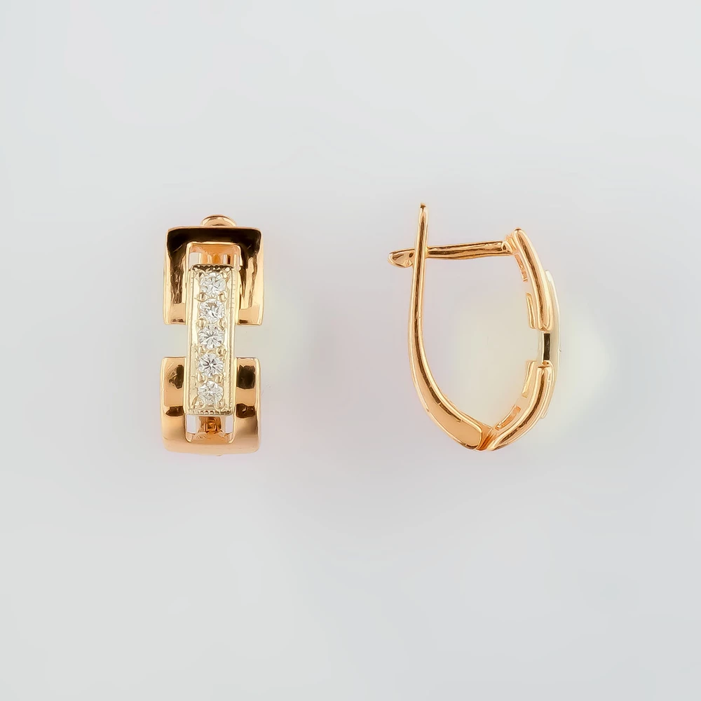 Серьги с бриллиантом из красного золота 585 пробы