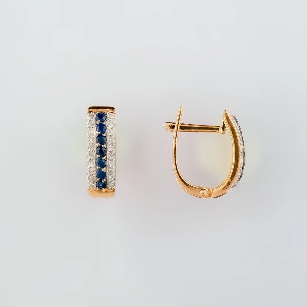 Серьги с сапфиром из красного золота 585 пробы