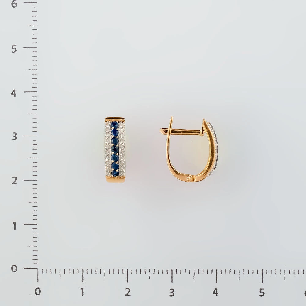 Серьги с сапфиром из красного золота 585 пробы
