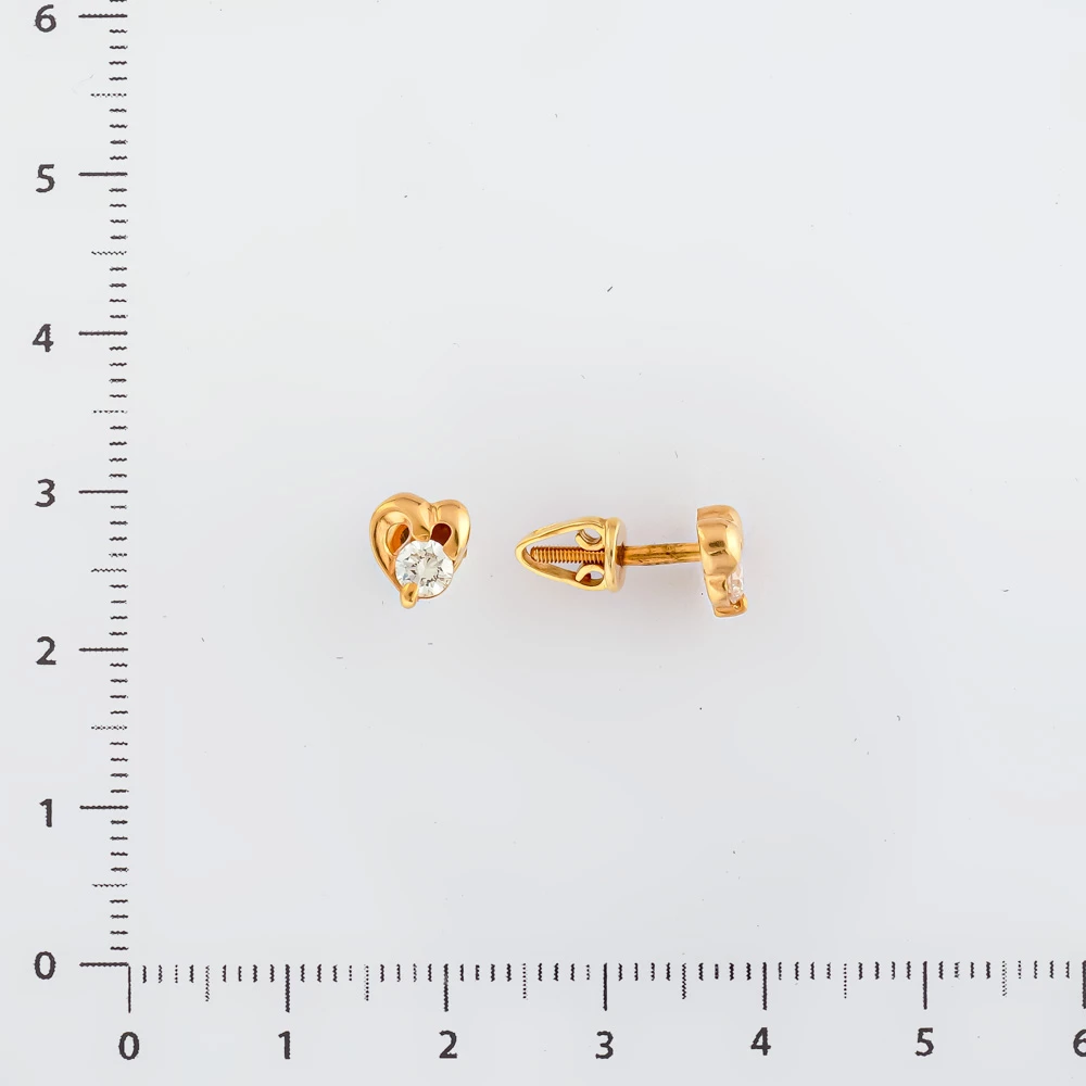 Серьги с бриллиантом из желтого золота 585 пробы