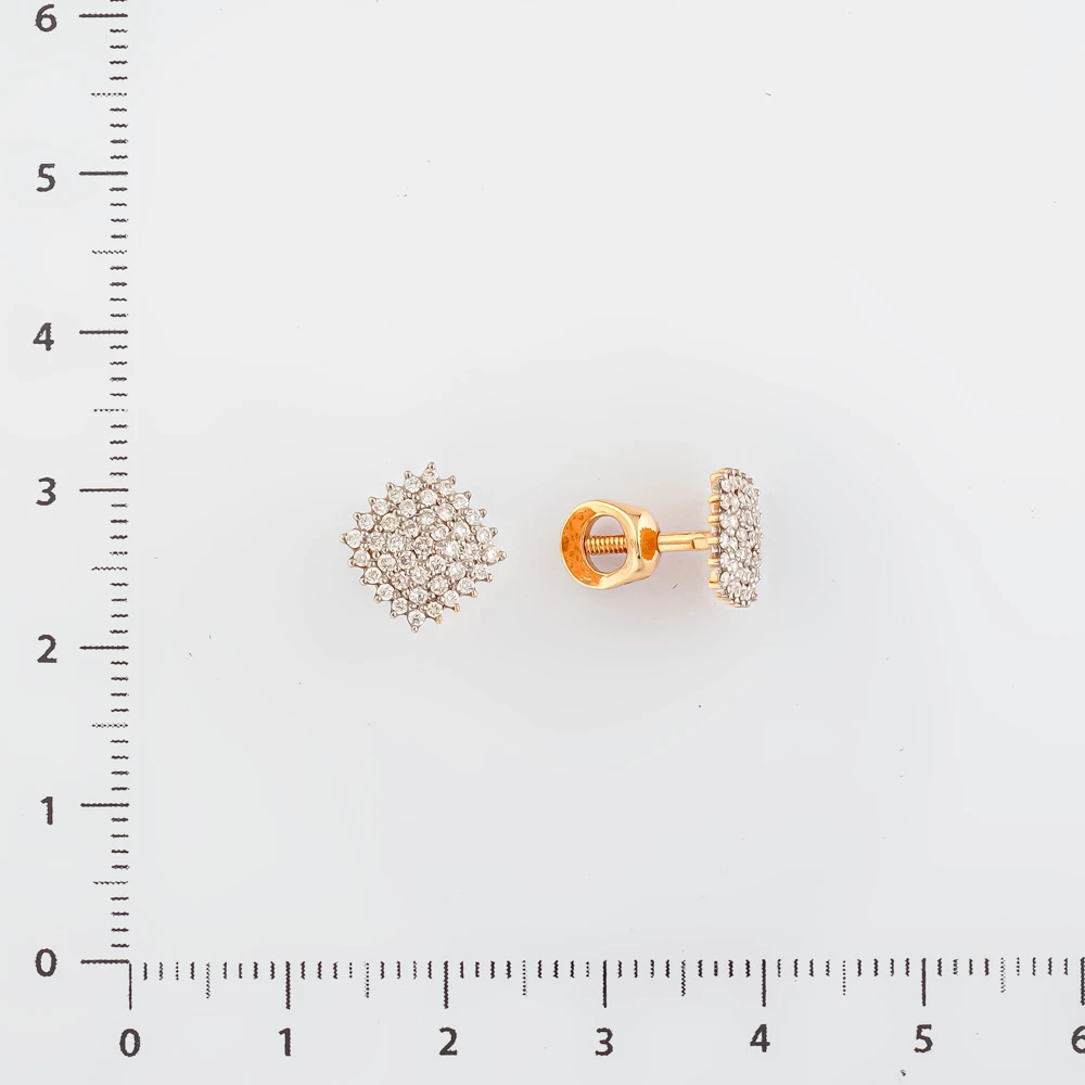 Серьги с бриллиантом из красного золота 585 пробы