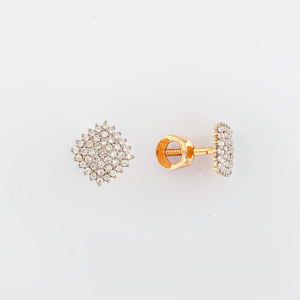 Серьги с бриллиантом из красного золота 585 пробы