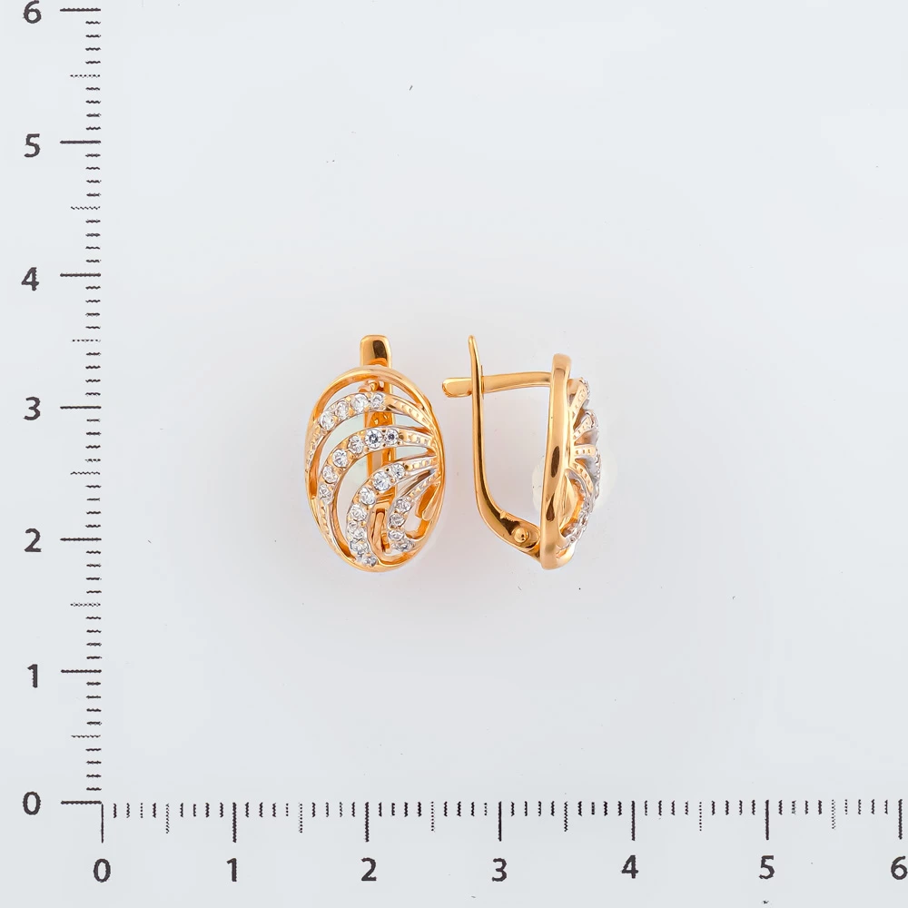 Серьги с фианитом из красного золота 585 пробы