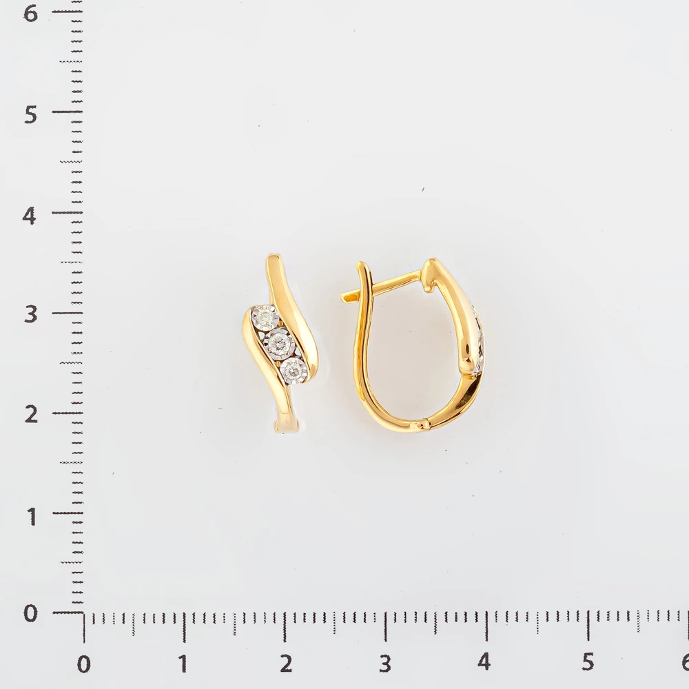 Серьги с бриллиантом из желтого золота 585 пробы