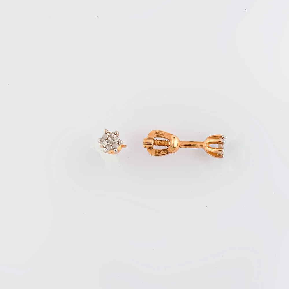 Серьги с бриллиантом из красного золота 585 пробы