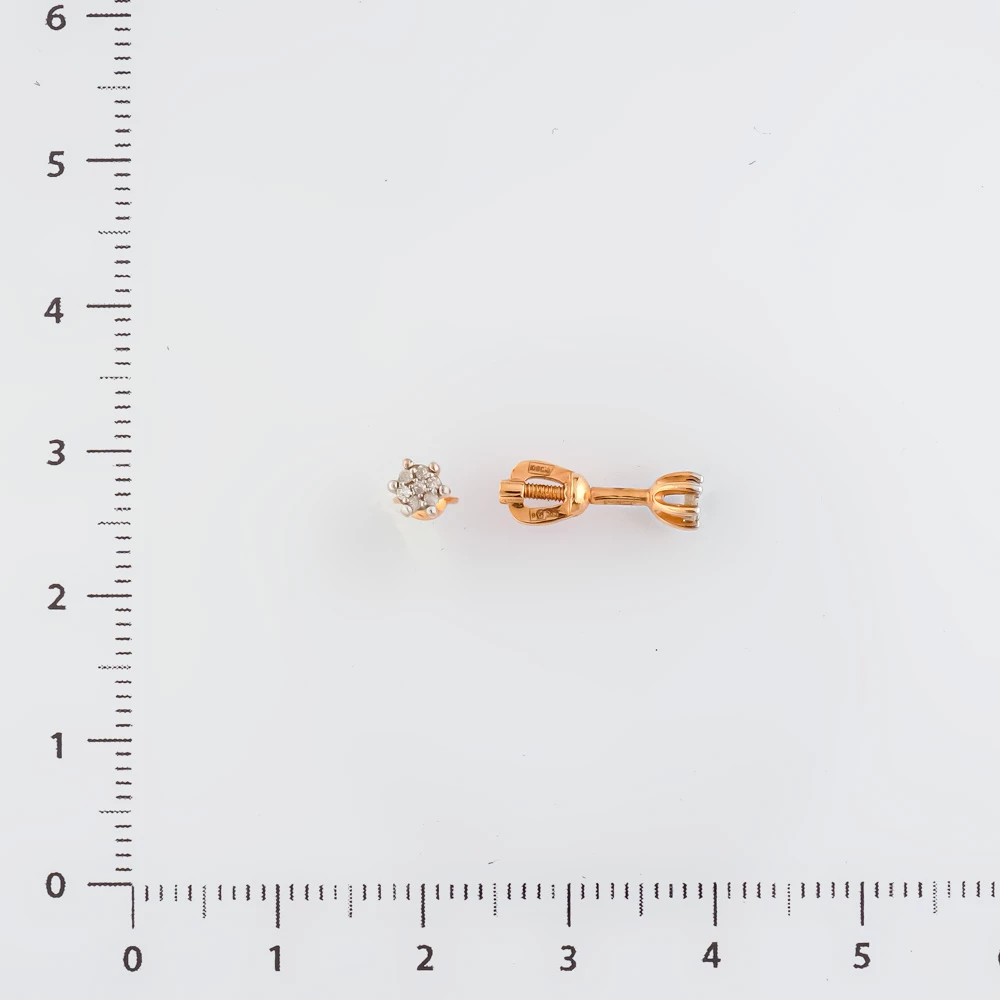 Серьги с бриллиантом из красного золота 585 пробы