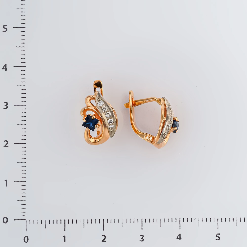 Серьги с сапфиром из красного золота 585 пробы