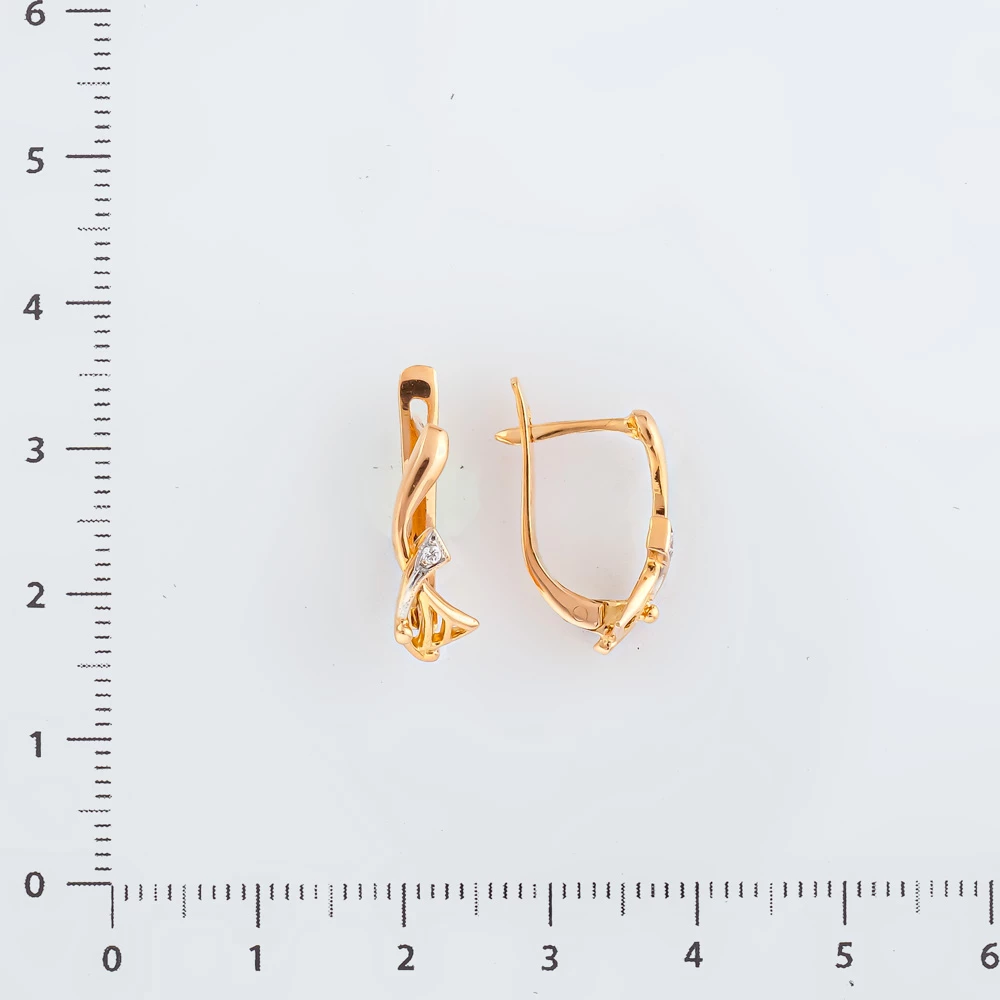 Серьги с фианитом из красного золота 585 пробы
