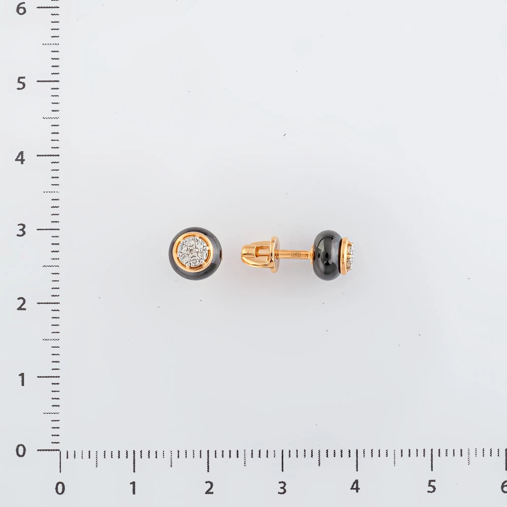 Серьги с керамикой из красного золота 585 пробы
