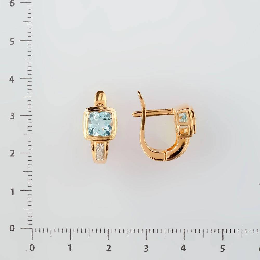 Серьги с топазом из красного золота 585 пробы